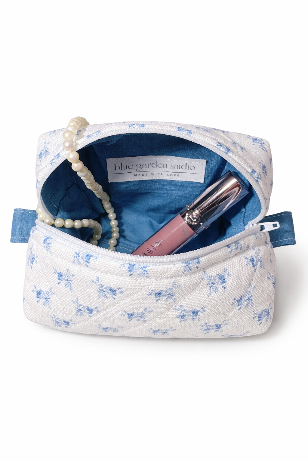 Blue Garden Mini Makeup Bag