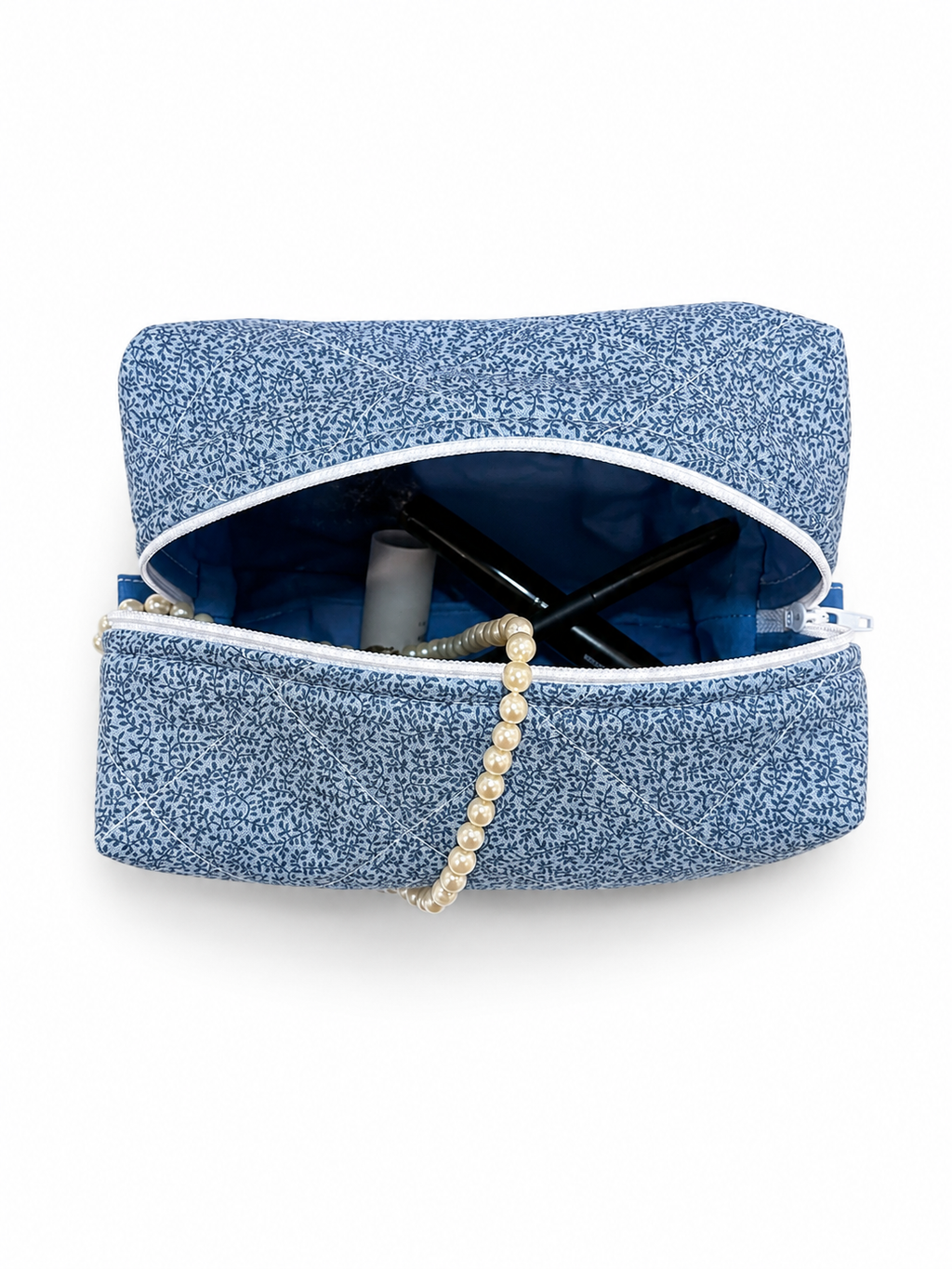 Blue Leaf Makeup Bag